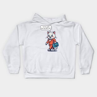 Funny Cat Working Kids Hoodie